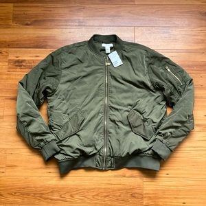 NWT Olive Military Green Men H&M Bomber Jacket